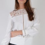 Lovemystyle Chiffon Long Sleeved Top With Lace Detail Inserts