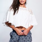 Danity White Smock Top With Crochet Neckline And Fringed Hem