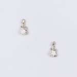 LMS Cream Guitar Stud Earrings With Diamante Outline