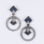 Lovemystyle Geometric Diamante Earrings In Blue
