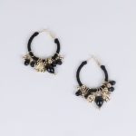 Lovemystyle Black Hoop Earrings With Bead Work