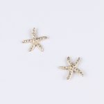 Lovemystyle Gold Star Fish Earring With Silver Diamantes