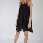 Lovemystyle Black A-Line Dress Featuring Lace Inserts