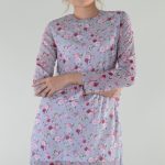 Lovemystyle Long Sleeved Lilac Dress With Floral Mesh Overlay