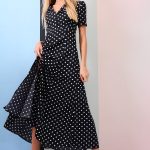 Lovemystyle Black Maxi Dress With White Polk-A-Dot Print