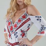 Lovemystyle White Floral Cold Shoulder V-Neck Playsuit