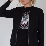 Lovemystyle Black Bomber Jacket With Front Zip Detail