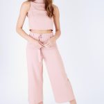 Lola May Dusty Pink High Waisted Culottes And Crop Top Co-ord